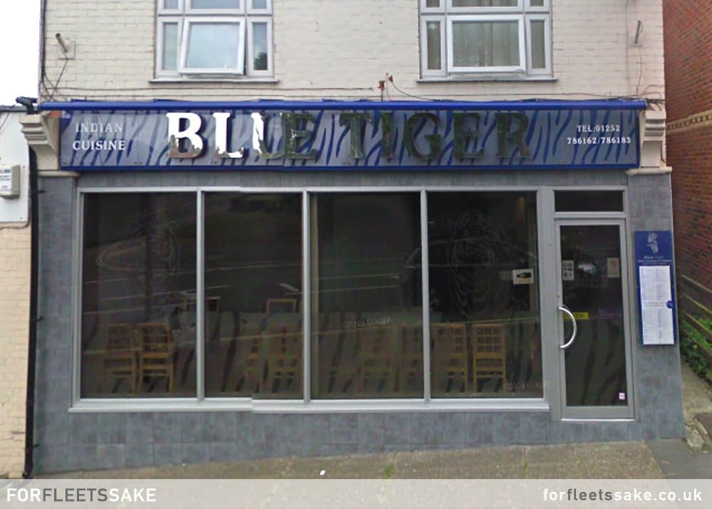 BLUE TIGER INDIAN CUISINE 2009. Blue Tiger Indian Cuisine as it appeared in 2009. History of Fleet Hampshire.